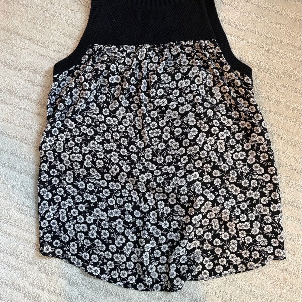 LOFT Black Textured Knit Sweater